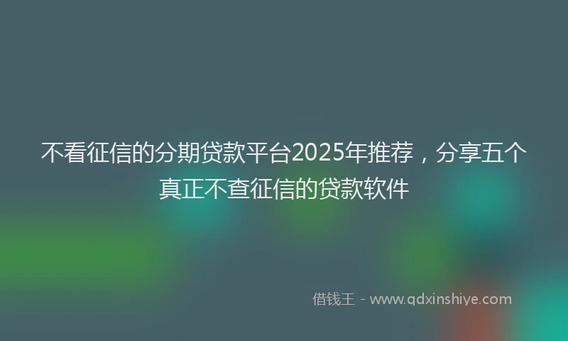 不看征信的分期贷款平台2025年推荐，分享五个真正不查征信的贷款软件