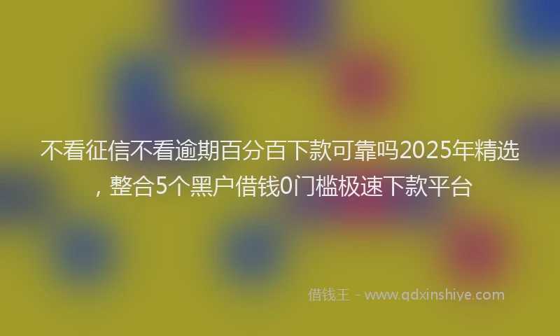 不看征信不看逾期百分百下款可靠吗2025年精选,整合5个黑户借钱0门槛极速下款平台