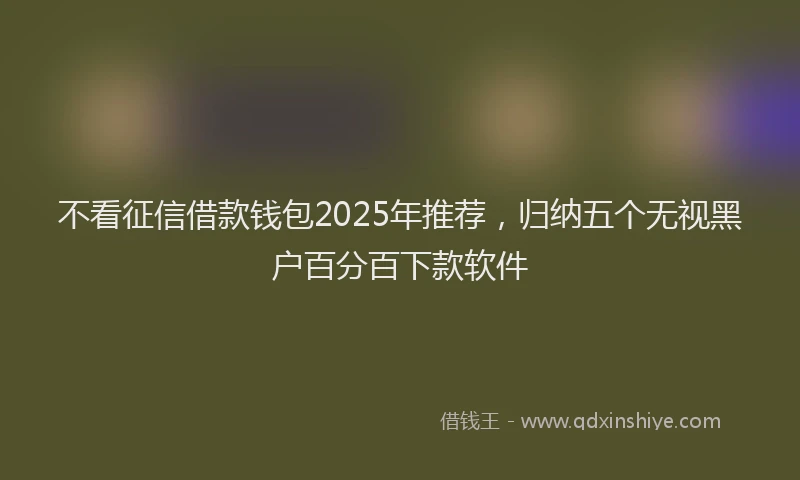 不看征信借款钱包2025年推荐，归纳五个无视黑户百分百下款软件