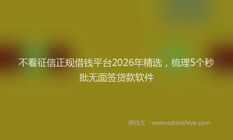 不看征信正规借钱平台2026年精选，梳理5个秒批无面签贷款软件