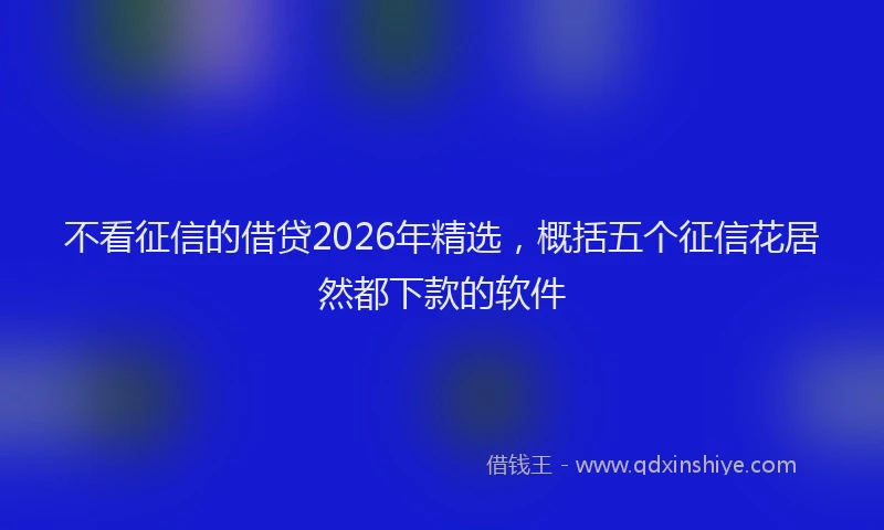 不看征信的借贷2026年精选,概括五个征信花居然都下款的软件