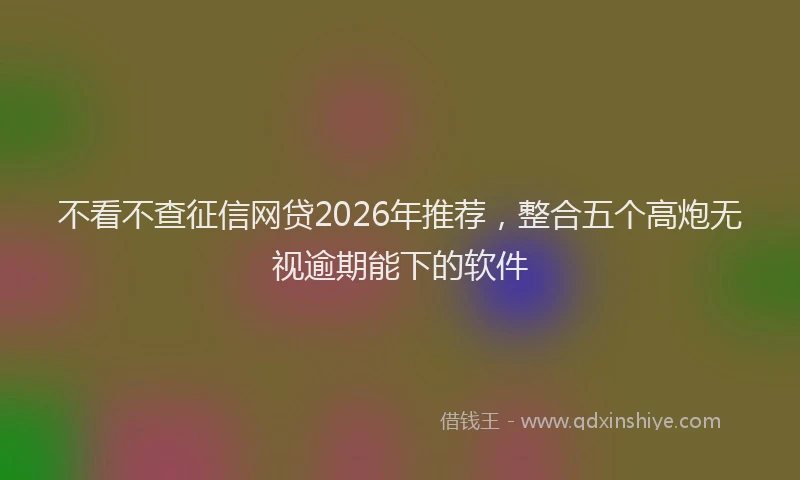不看不查征信网贷2026年推荐，整合五个高炮无视逾期能下的软件