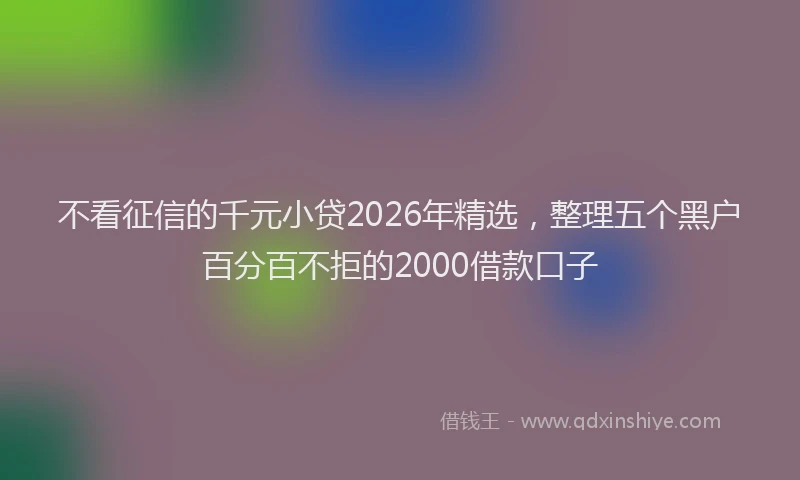 不看征信的千元小贷2026年精选，整理五个黑户百分百不拒的2000借款口子