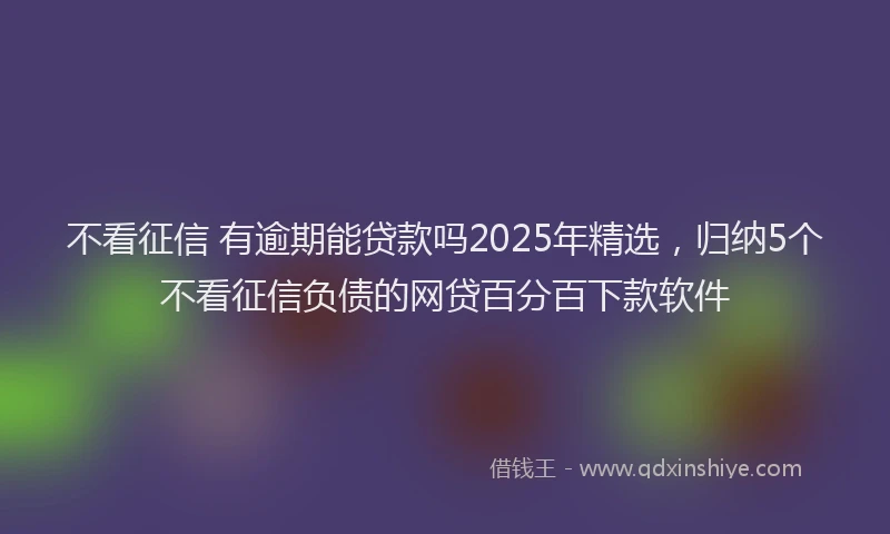不看征信 有逾期能贷款吗2025年精选，归纳5个不看征信负债的网贷百分百下款软件