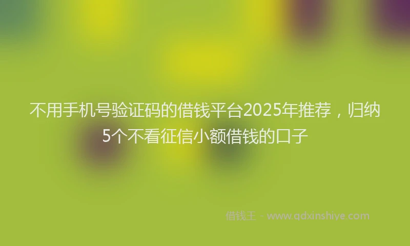 不用手机号验证码的借钱平台2025年推荐，归纳5个不看征信小额借钱的口子