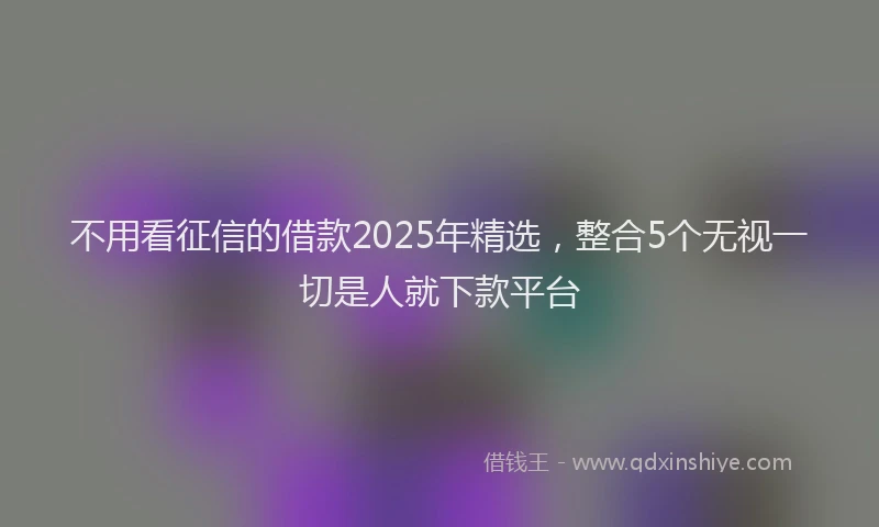 不用看征信的借款2025年精选，整合5个无视一切是人就下款平台