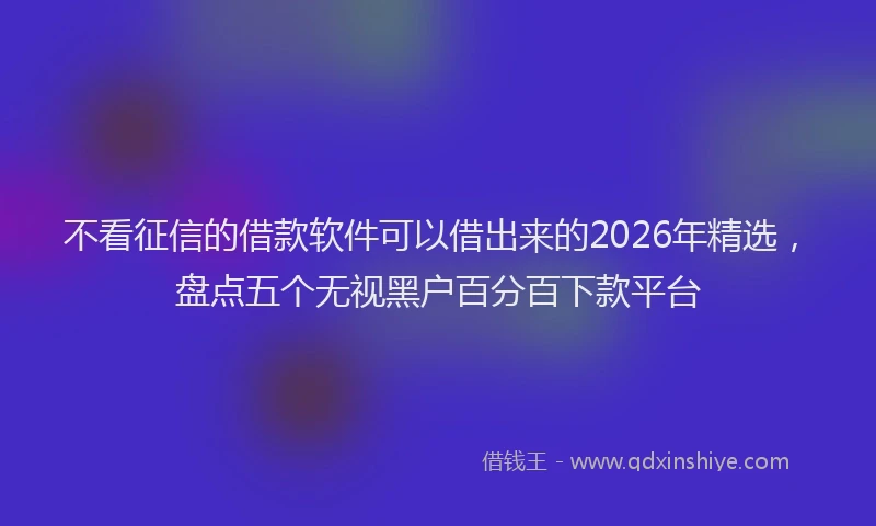 不看征信的借款软件可以借出来的2026年精选,盘点五个无视黑户百分百下款平台
