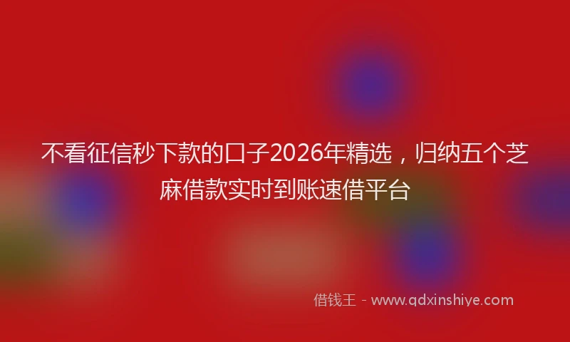 不看征信秒下款的口子2026年精选，归纳五个芝麻借款实时到账速借平台