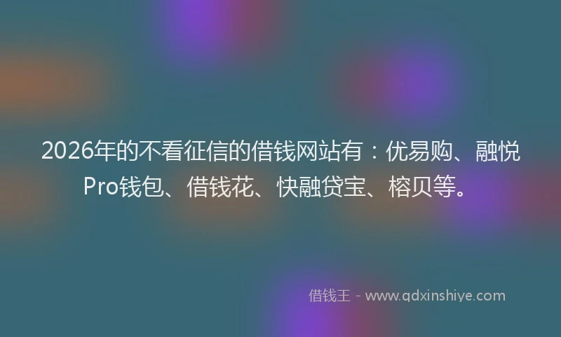 2026年的不看征信的借钱网站有：优易购、融悦Pro钱包、借钱花、快融贷宝、榕贝等。
