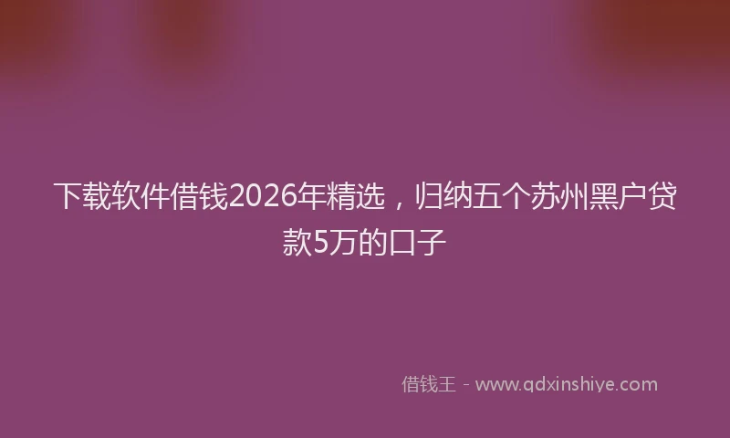 下载软件借钱2026年精选,归纳五个苏州黑户贷款5万的口子