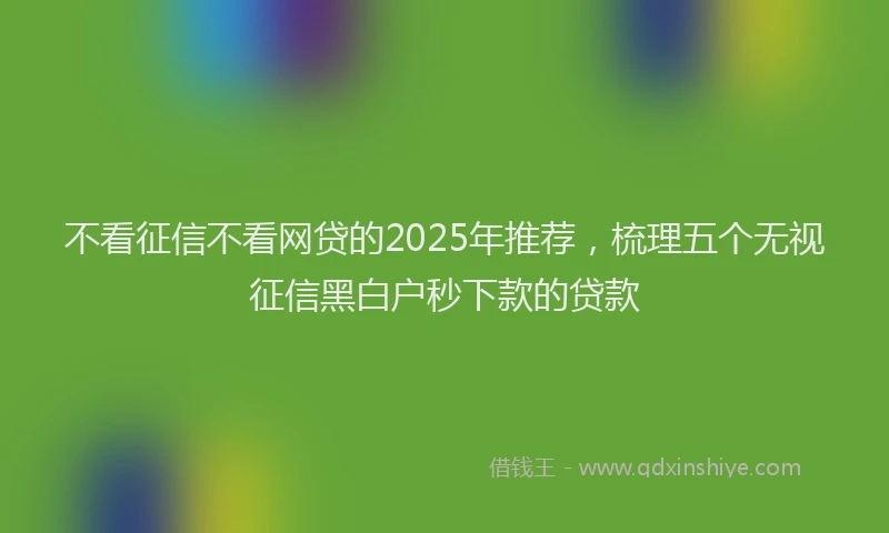 不看征信不看网贷的2025年推荐，梳理五个无视征信黑白户秒下款的贷款