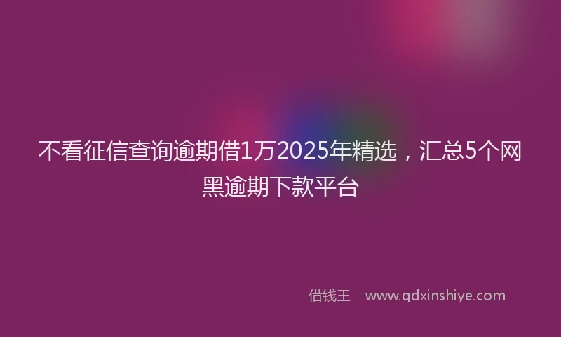 不看征信查询逾期借1万2025年精选，汇总5个网黑逾期下款平台