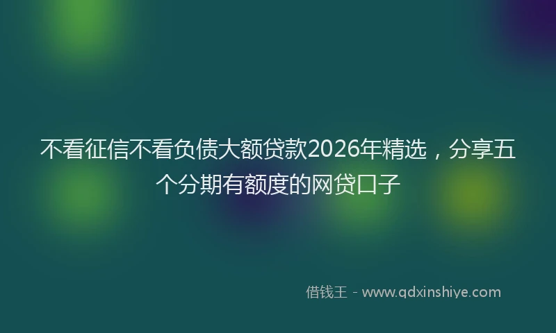 不看征信不看负债大额贷款2026年精选，分享五个分期有额度的网贷口子