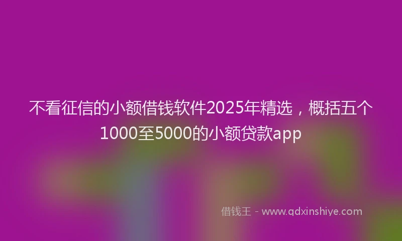 不看征信的小额借钱软件2025年精选，概括五个1000至5000的小额贷款app