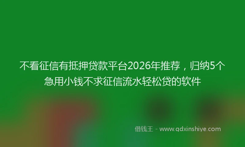 不看征信有抵押贷款平台2026年推荐，归纳5个急用小钱不求征信流水轻松贷的软件