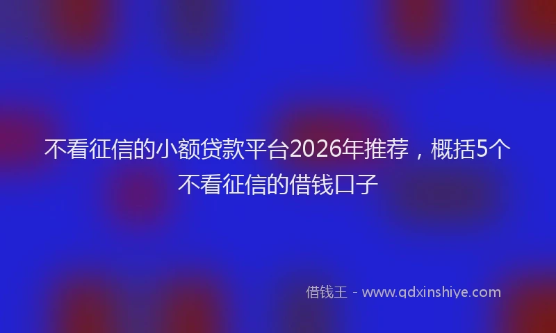 不看征信的小额贷款平台2026年推荐，概括5个不看征信的借钱口子