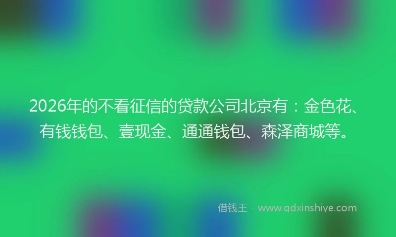 2026年的不看征信的贷款公司北京有:金色花、有钱钱包、壹现金、通通钱包、森泽商城等。
