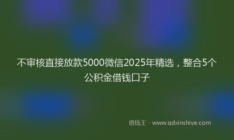 不审核直接放款5000微信2025年精选，整合5个公积金借钱口子