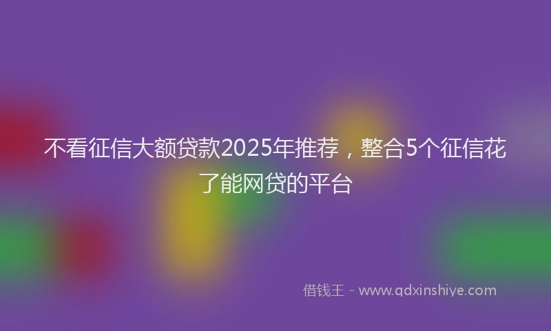 不看征信大额贷款2025年推荐，整合5个征信花了能网贷的平台