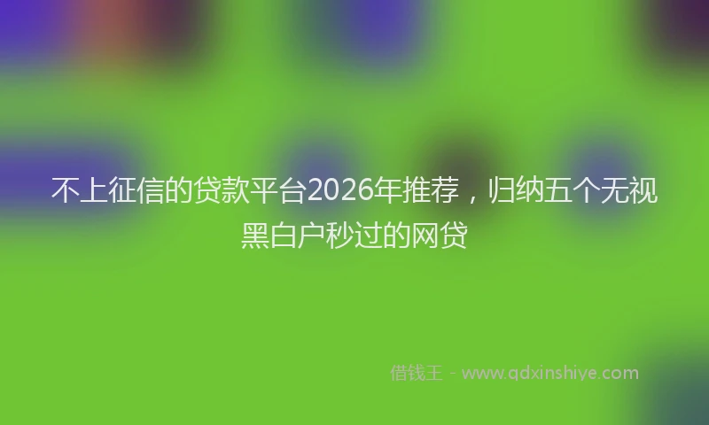 不上征信的贷款平台2026年推荐，归纳五个无视黑白户秒过的网贷