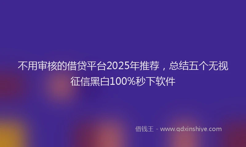 不用审核的借贷平台2025年推荐，总结五个无视征信黑白100%秒下软件