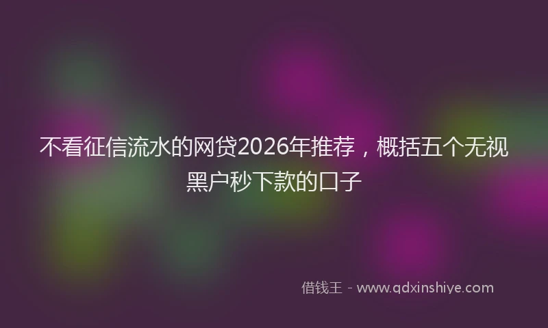 不看征信流水的网贷2026年推荐，概括五个无视黑户秒下款的口子