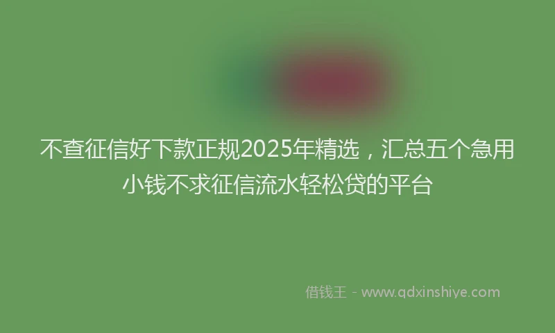 不查征信好下款正规2025年精选,汇总五个急用小钱不求征信流水轻松贷的平台