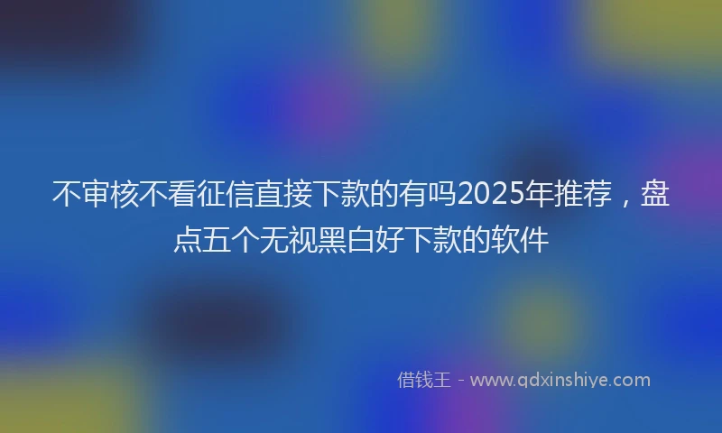 不审核不看征信直接下款的有吗2025年推荐，盘点五个无视黑白好下款的软件