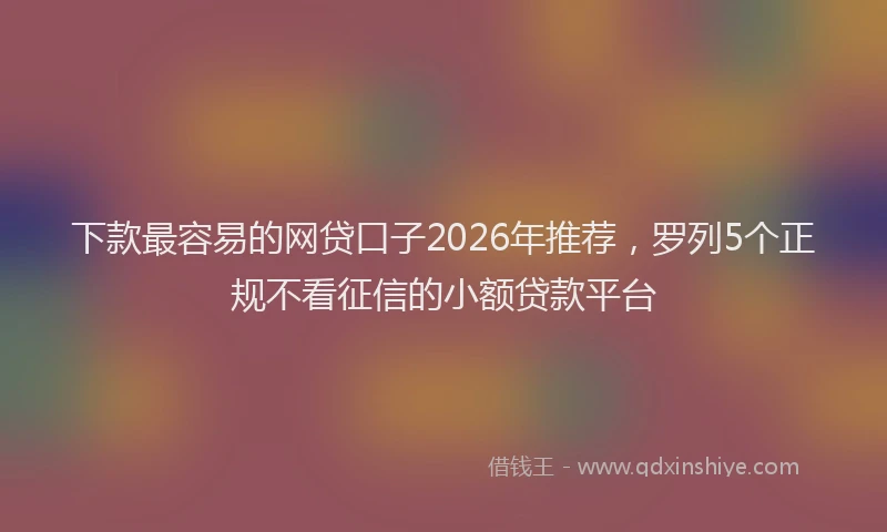 下款最容易的网贷口子2026年推荐，罗列5个正规不看征信的小额贷款平台