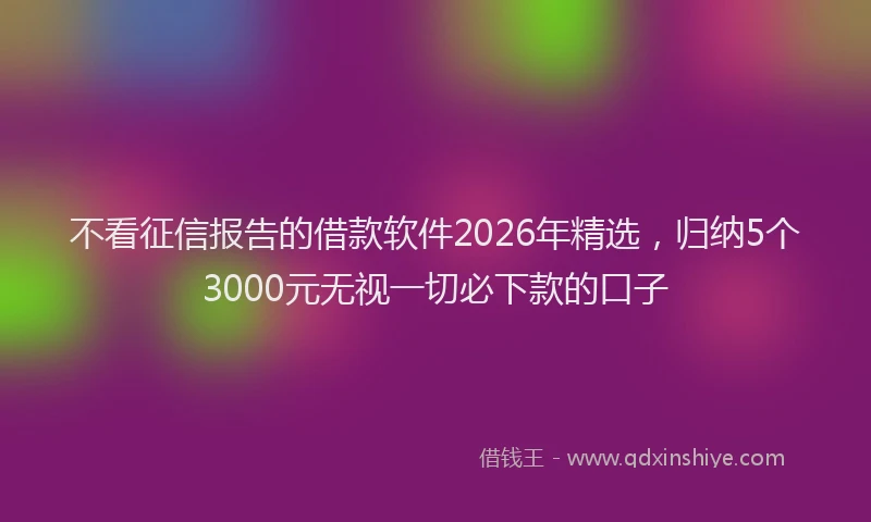 不看征信报告的借款软件2026年精选,归纳5个3000元无视一切必下款的口子
