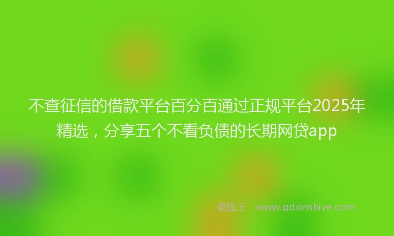 不查征信的借款平台百分百通过正规平台2025年精选，分享五个不看负债的长期网贷app