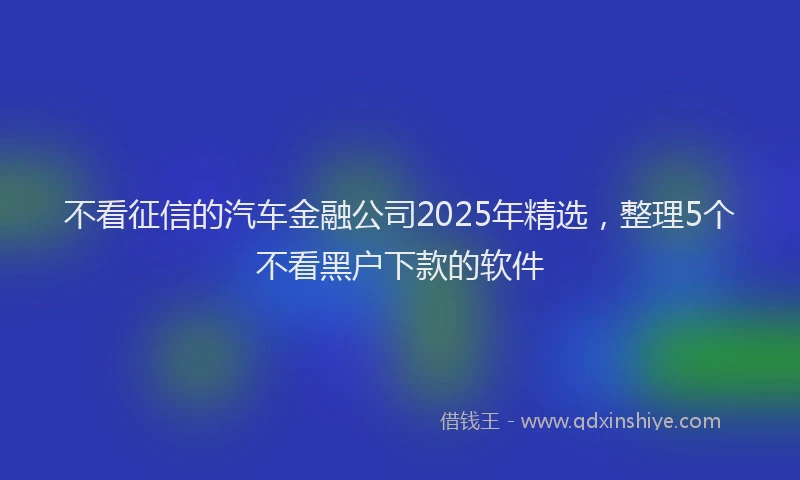 不看征信的汽车金融公司2025年精选，整理5个不看黑户下款的软件