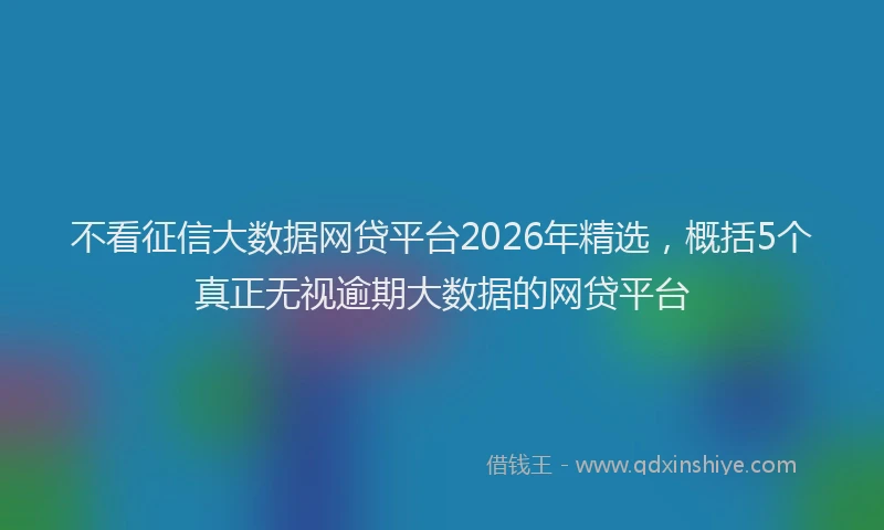 不看征信大数据网贷平台2026年精选，概括5个真正无视逾期大数据的网贷平台