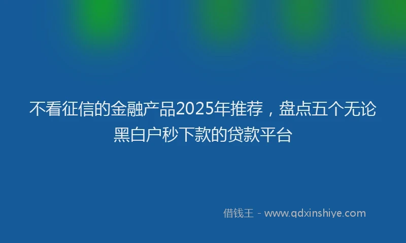 不看征信的金融产品2025年推荐，盘点五个无论黑白户秒下款的贷款平台
