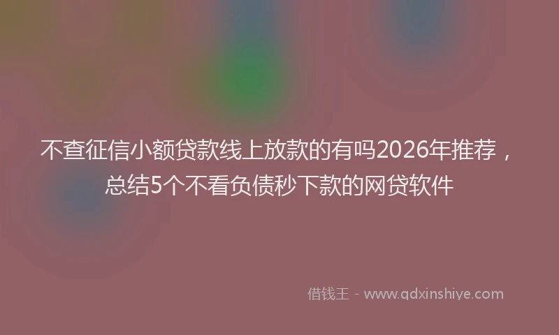 不查征信小额贷款线上放款的有吗2026年推荐，总结5个不看负债秒下款的网贷软件