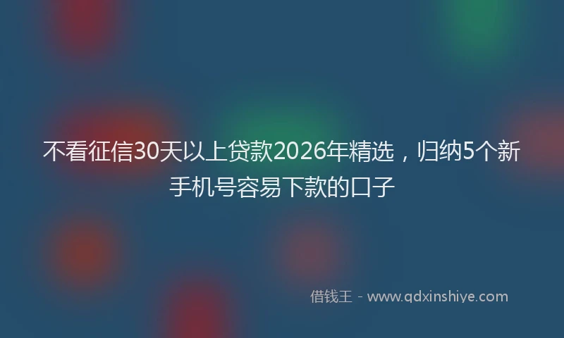 不看征信30天以上贷款2026年精选，归纳5个新手机号容易下款的口子