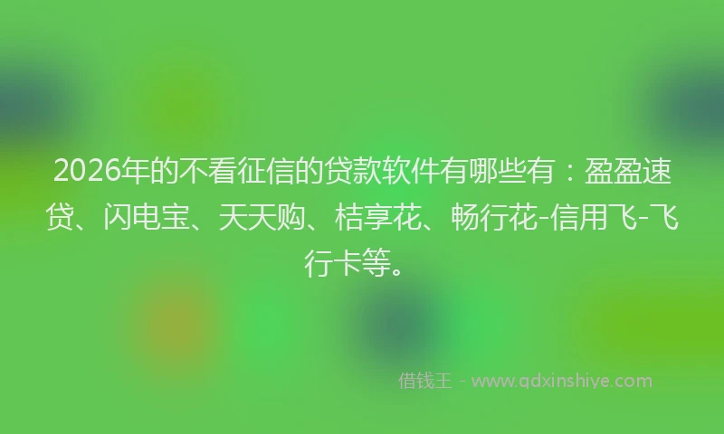2026年的不看征信的贷款软件有哪些有:盈盈速贷、闪电宝、天天购、桔享花、畅行花-信用飞-飞行卡等。