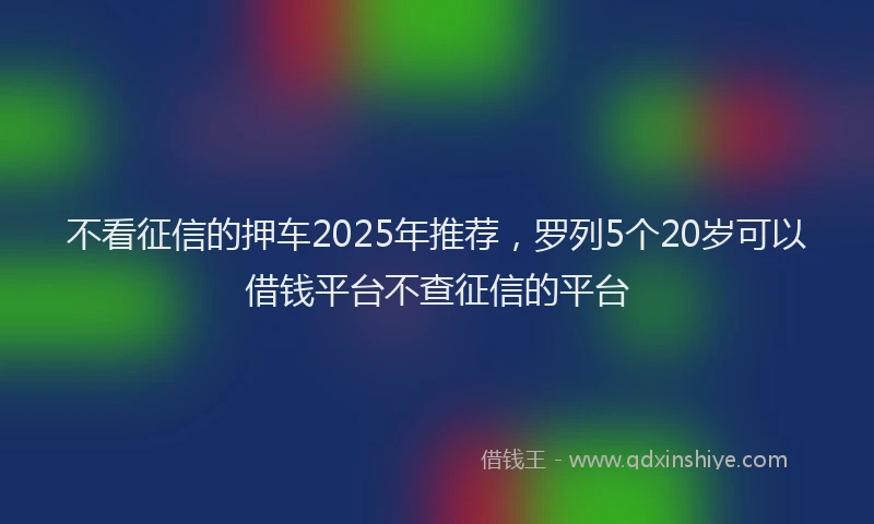 不看征信的押车2025年推荐，罗列5个20岁可以借钱平台不查征信的平台