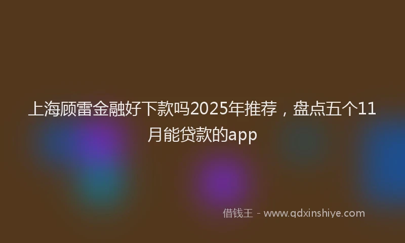 上海顾雷金融好下款吗2025年推荐，盘点五个11月能贷款的app