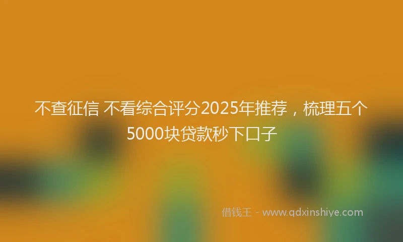 不查征信 不看综合评分2025年推荐，梳理五个5000块贷款秒下口子