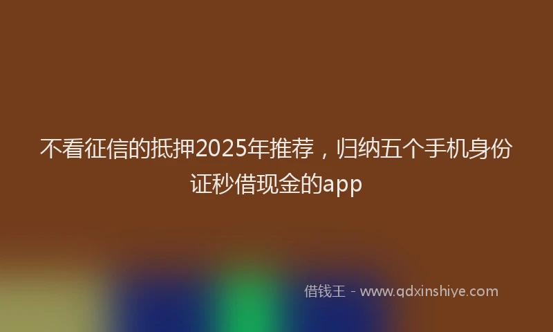 不看征信的抵押2025年推荐，归纳五个手机身份证秒借现金的app