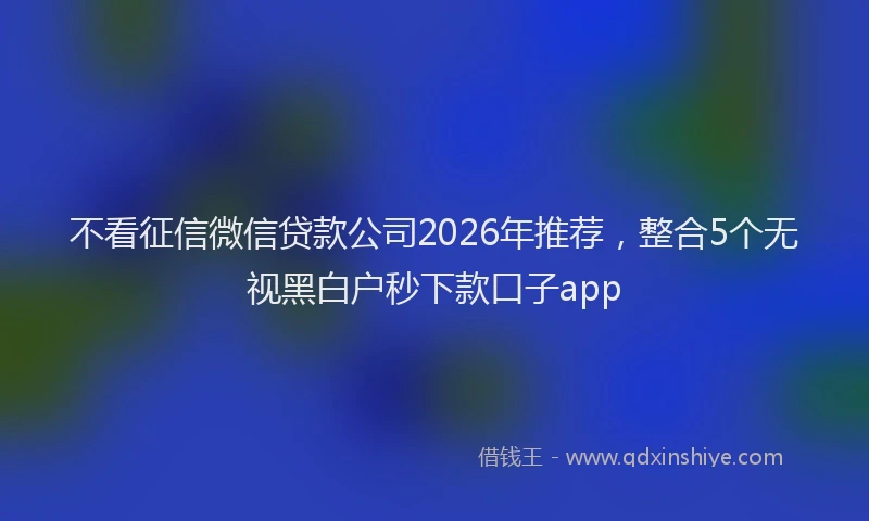 不看征信微信贷款公司2026年推荐，整合5个无视黑白户秒下款口子app