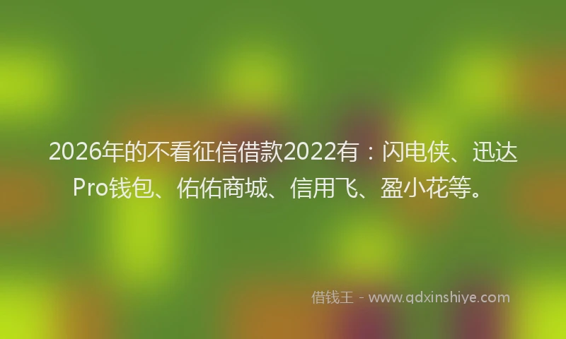 2026年的不看征信借款2022有:闪电侠、迅达Pro钱包、佑佑商城、信用飞、盈小花等。