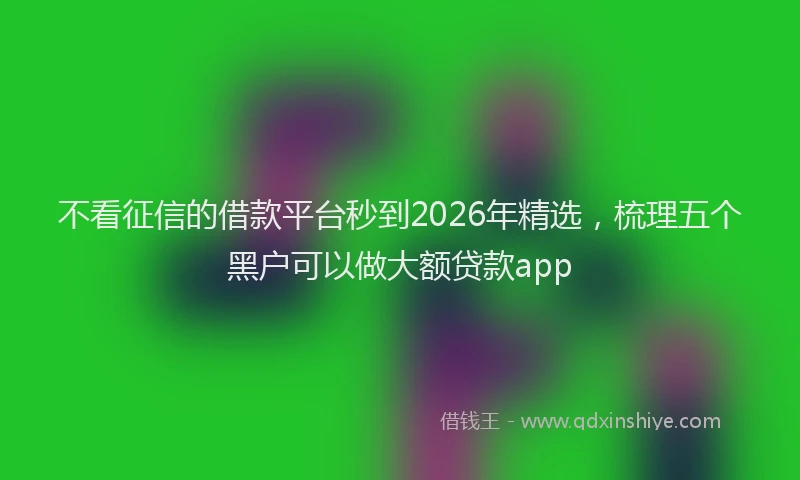 不看征信的借款平台秒到2026年精选，梳理五个黑户可以做大额贷款app
