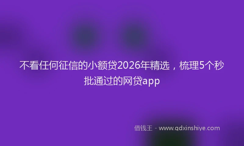不看任何征信的小额贷2026年精选，梳理5个秒批通过的网贷app