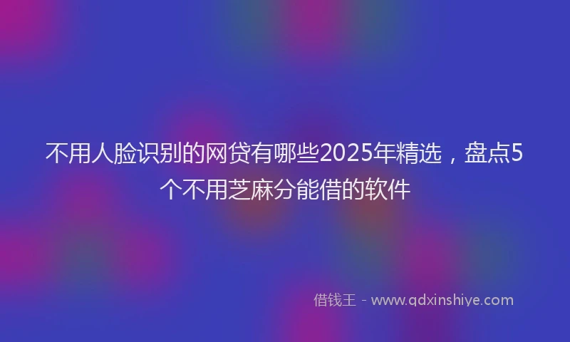 不用人脸识别的网贷有哪些2025年精选，盘点5个不用芝麻分能借的软件