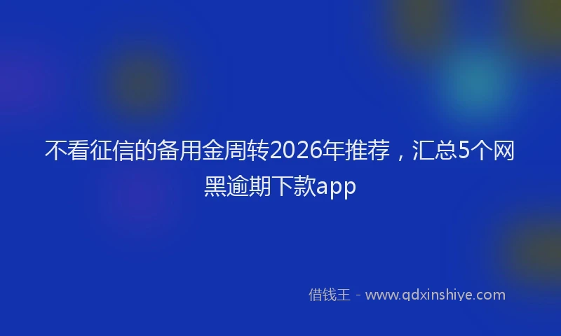 不看征信的备用金周转2026年推荐，汇总5个网黑逾期下款app