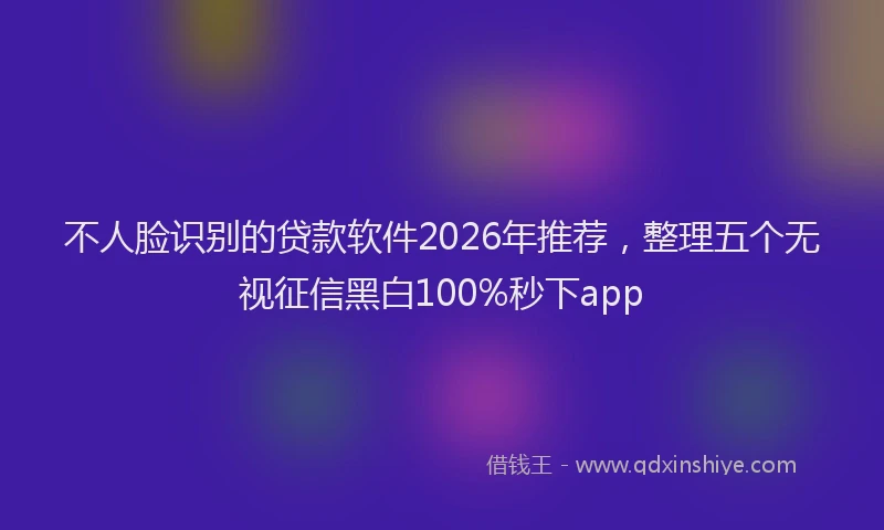 不人脸识别的贷款软件2026年推荐，整理五个无视征信黑白100%秒下app