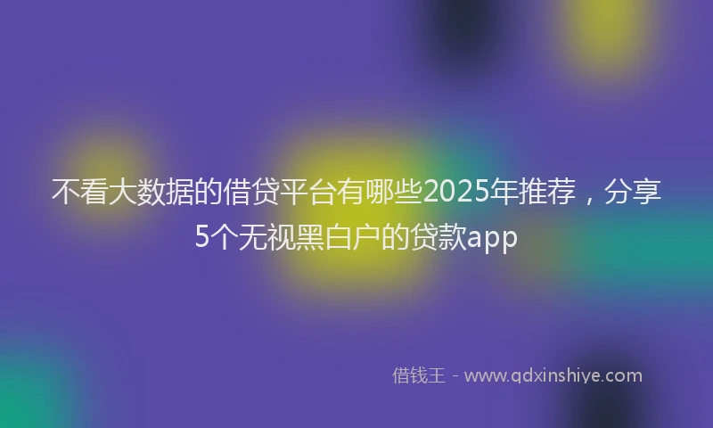 不看大数据的借贷平台有哪些2025年推荐,分享5个无视黑白户的贷款app