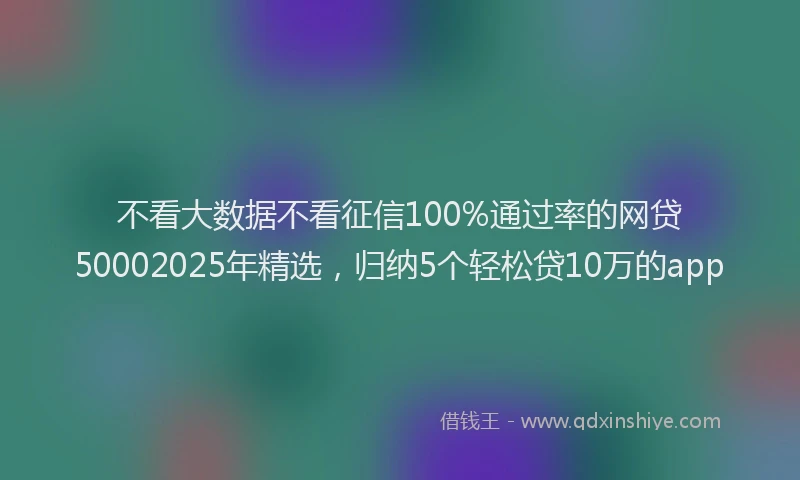 不看大数据不看征信100%通过率的网贷50002025年精选，归纳5个轻松贷10万的app